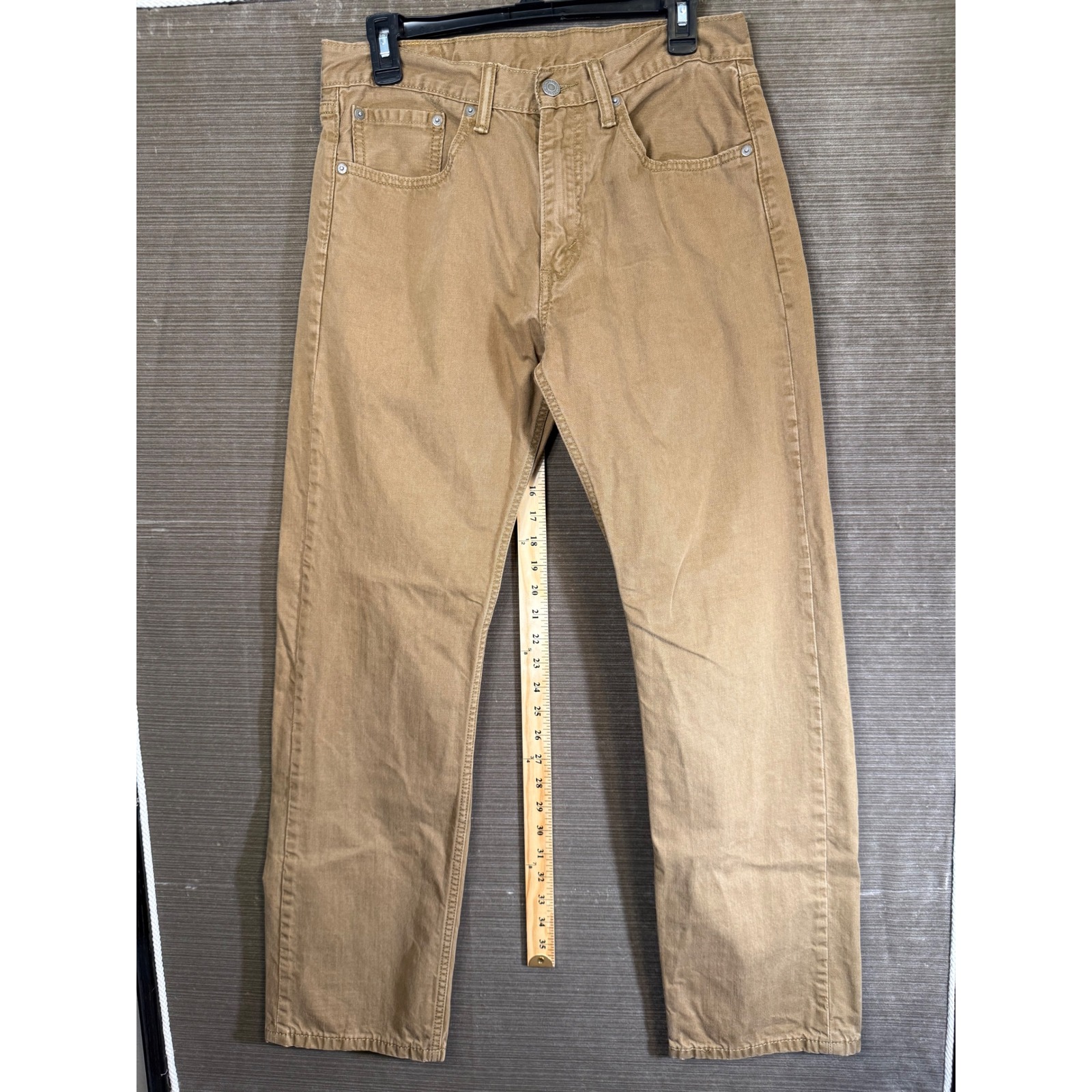 Levis 505 Regular Fit Jeans Mens 32x32 Tan Khaki Straight Leg Cotton Denim Pants